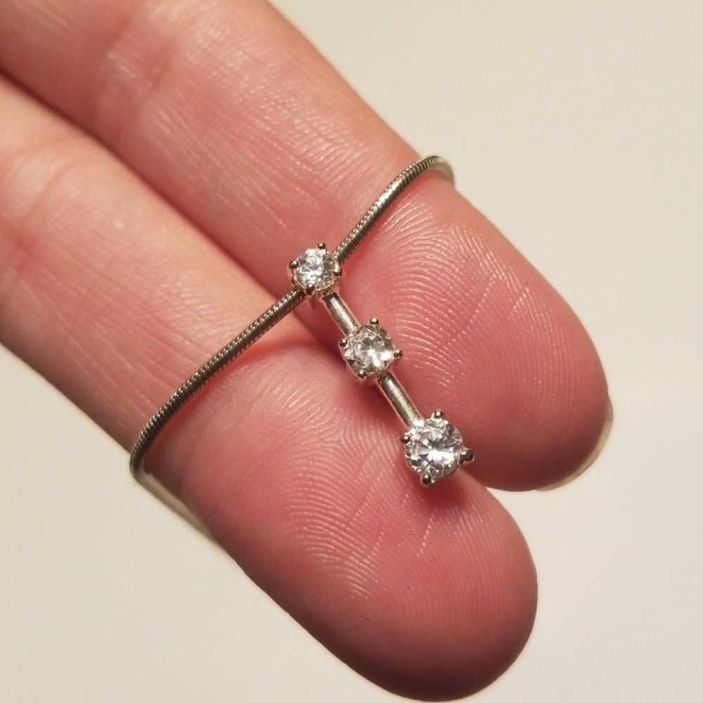 Claire's CZ 3 Stone Necklace